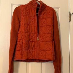 eivissa orange sweater vested zip up jacket size M